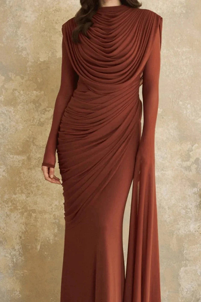 Elegant Long Sleeve Slim Maxi Dress
