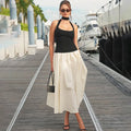 Elegant Backless Patchwork Maxi Dress