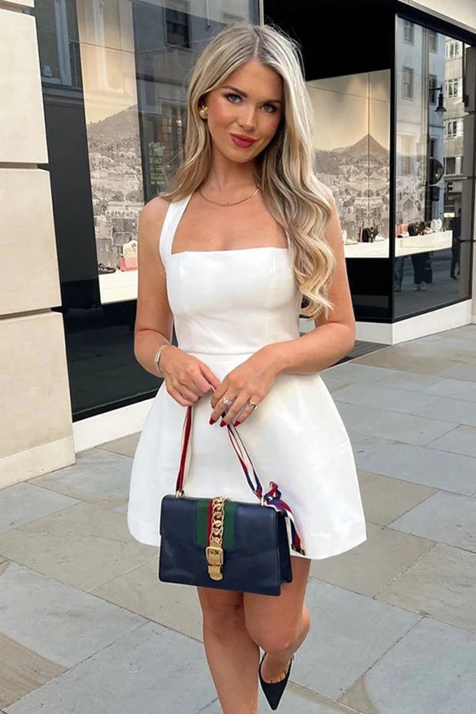 Elegant Off-Shoulder Strapless Backless Sleeveless A-Line Mini Dress
