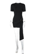 Elegant Round Neck Short-Sleeved Mini Dress