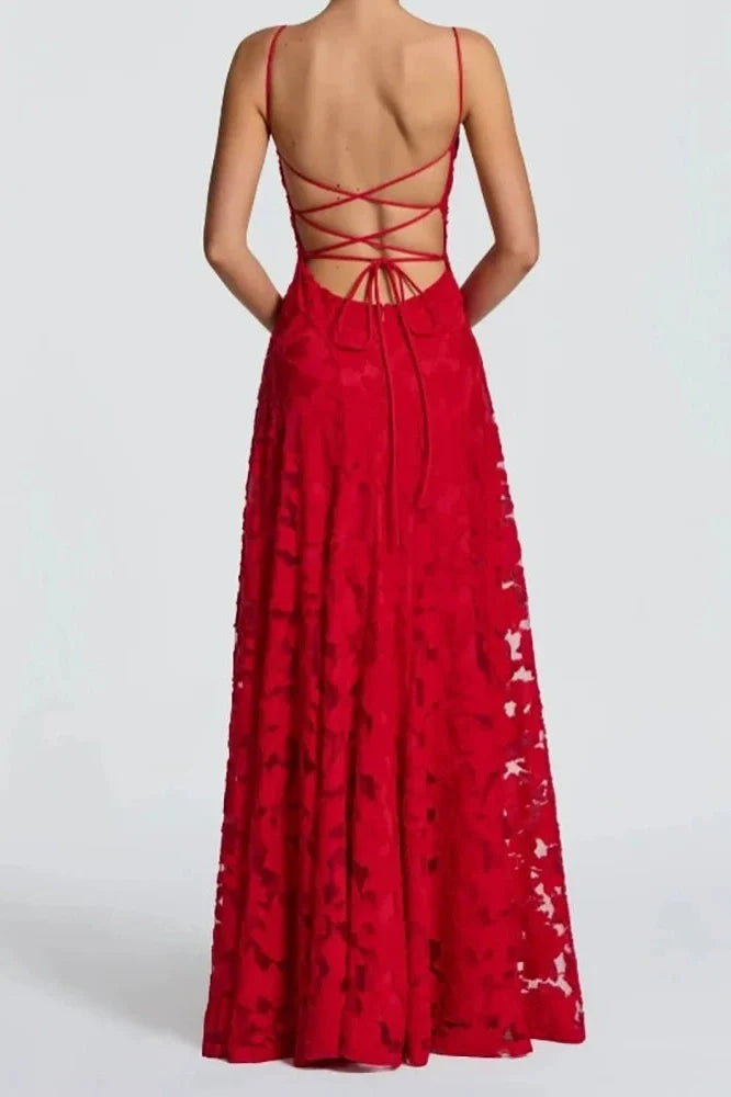 Hollow Out Sleeveless Pleat Backless Lace Up Maxi Dress