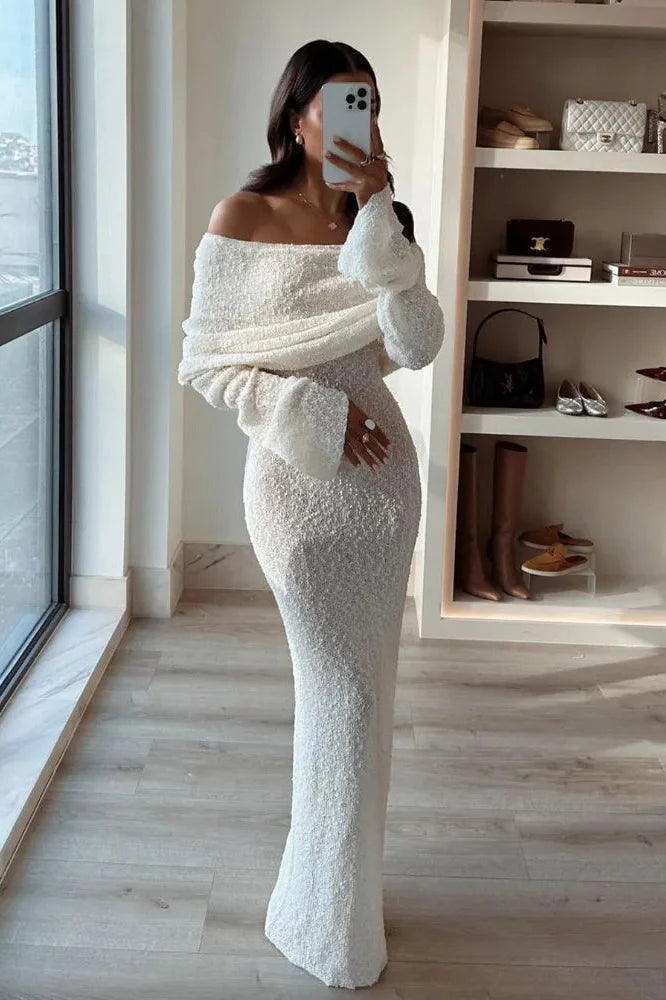 Hollow Out Off-Shoulder Maxi Dress