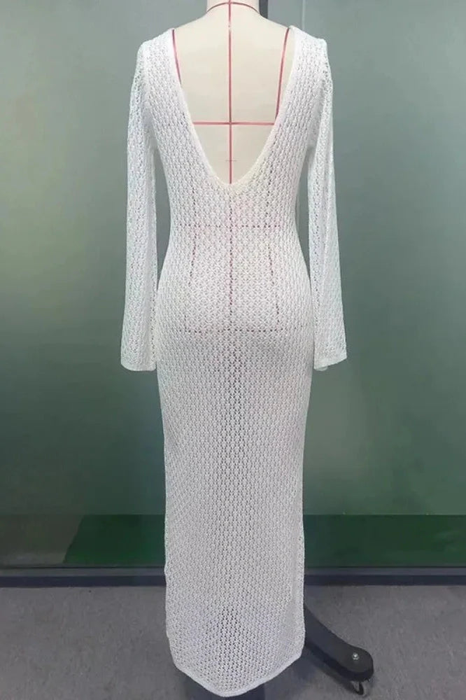 Hollow Out Knitted Slim Maxi Dress