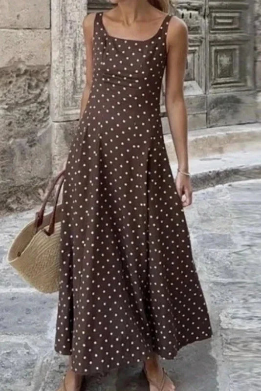 Elegant U-Collar Sleeveless Slim Backless High Waist Maxi Dress