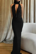 Hollow Out Backless Sleeveless Bodycon Split Maxi Dress