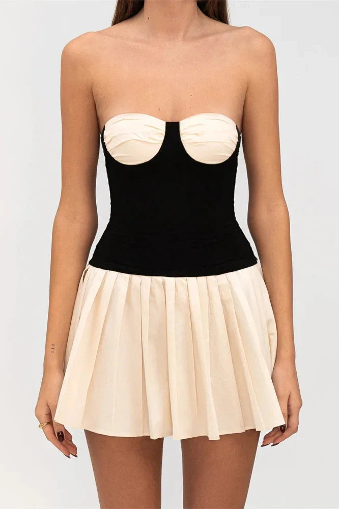 Sleeveless Slim Patchwork Backless Bodycon Mini Dress