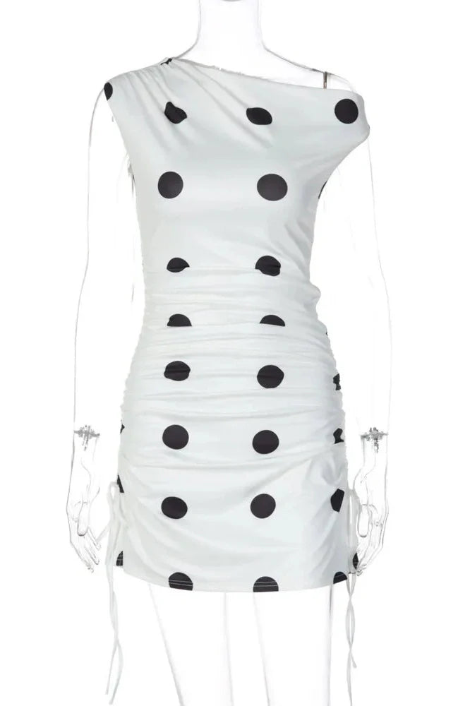 Polka Dot Sleeveless High Waist Bodycon Mini Dress