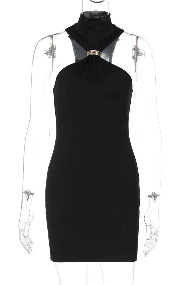 Off-Shoulder Slim Patchwork Bodycon Mini Dress