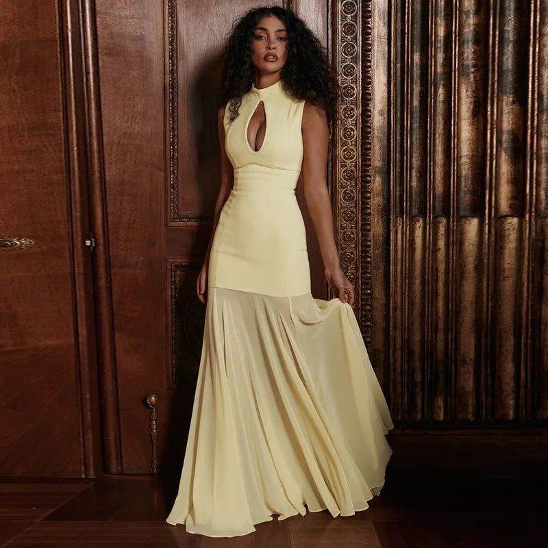 Hollow Out Sleeveless Slim Maxi Dress