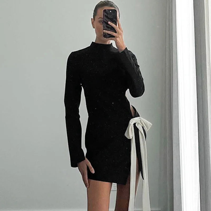 Hollow Out Patchwork Backless Mini Dress
