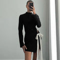 Hollow Out Patchwork Backless Mini Dress