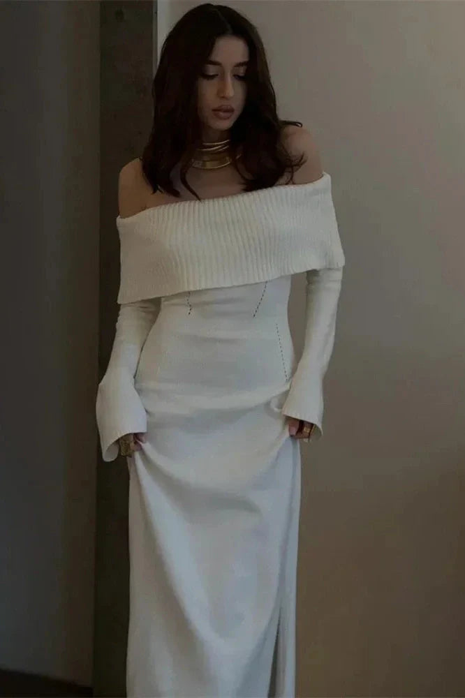 Off-Shoulder High Waist Maxi Dress