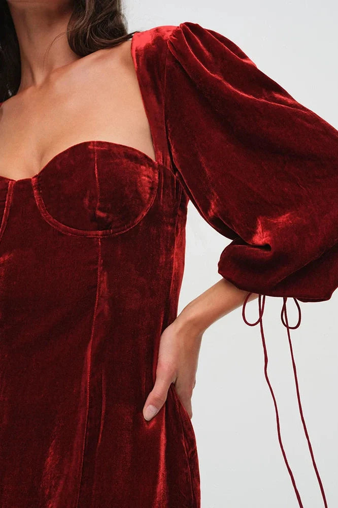 Elegant Square Collar Half Sleeve Backless Mini Dress
