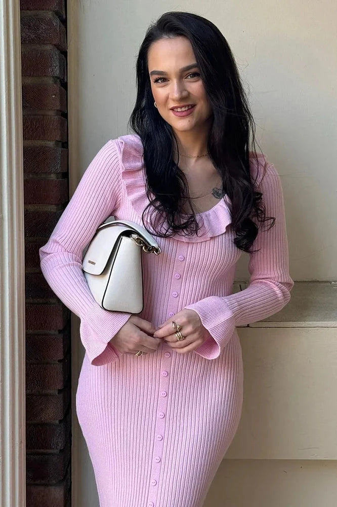 Elegant Slim High Waist Single Breasted Midi Dress