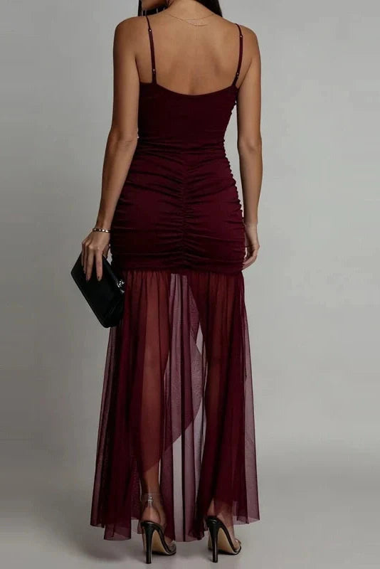 Hollow Out Sleeveless High Waist Pleated Maxi Dress