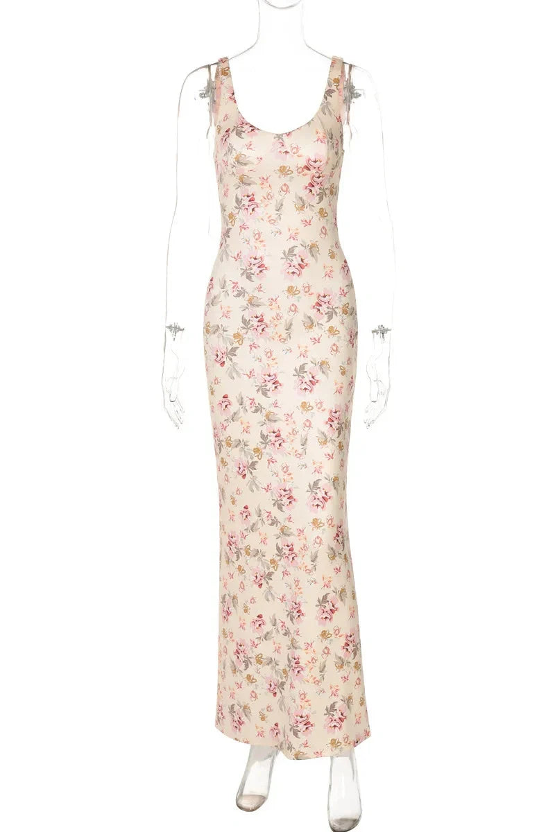 Elegant Printed Sleeveless Maxi Dress
