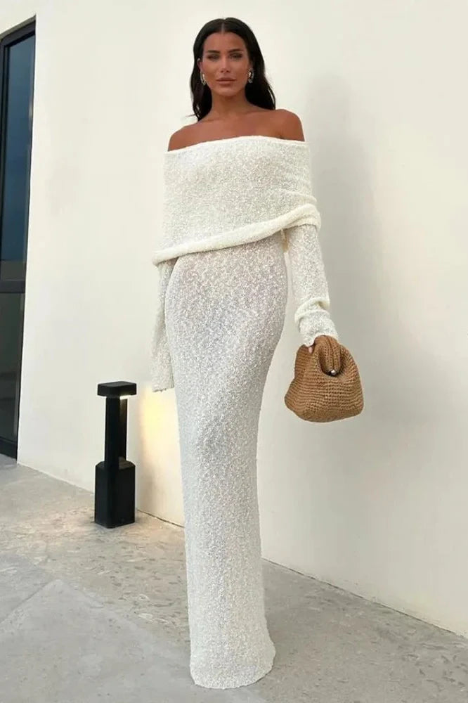 Hollow Out Off-Shoulder Maxi Dress