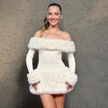 Patchwork One-Shoulder Long Sleeve High Waist Mini Dress
