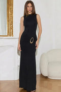 Turtleneck Sleeveless Bodycon Maxi Dress