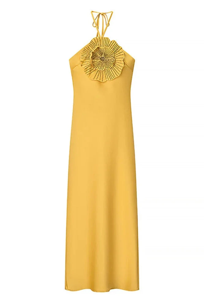 Lace-Up Backless Slim Maxi Dress