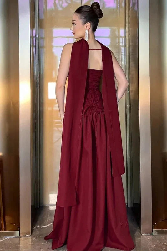 Elegant Strapless Lace Up Slim High Waist Maxi Dress