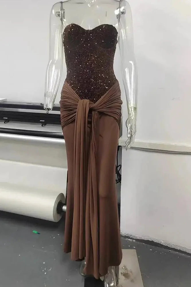 Off-Shoulder Strapless Backless Sleeveless Maxi Dress