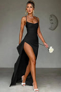 Spaghetti Strap Sleeveless Backless High Split Maxi Dress