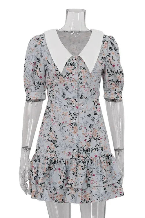 Short Sleeve Turn-down Collar Mini Dress