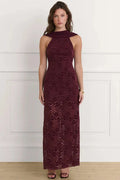 Off-Shoulder Backless Lace Sleeveless High Waist Bodycon Maxi Dress