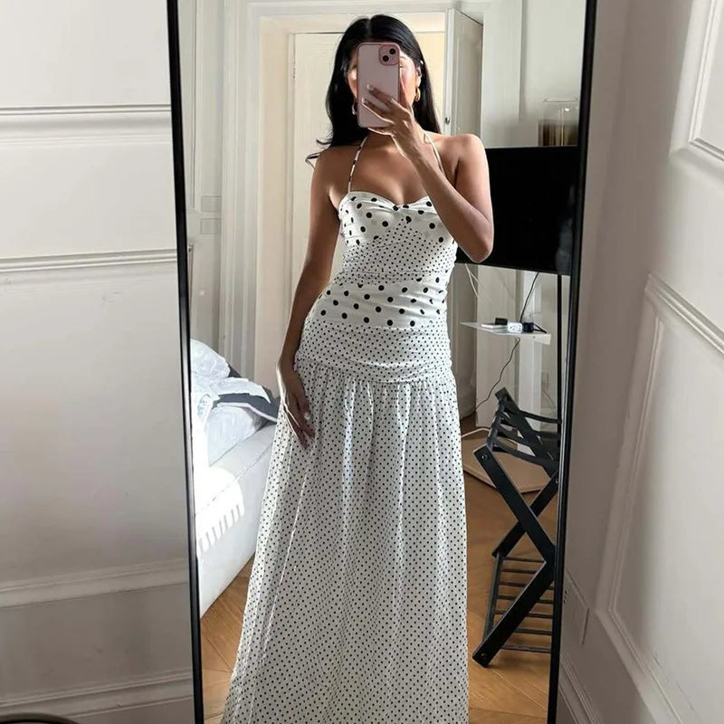 Elegant Pleated Backless Maxi Dress