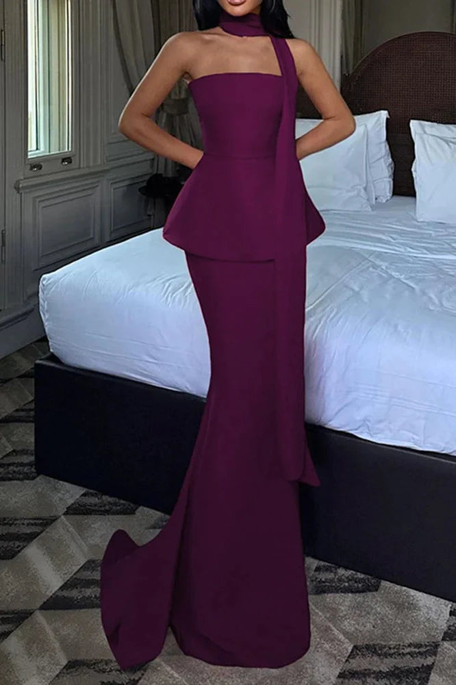 Elegant Off-Shoulder Fit Maxi Dress