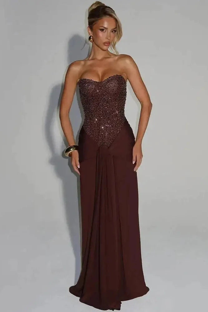 Off-Shoulder Strapless Backless Sleeveless Maxi Dress