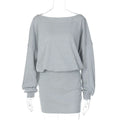 One Shoulder Long Sleeve Slim Mini Dress