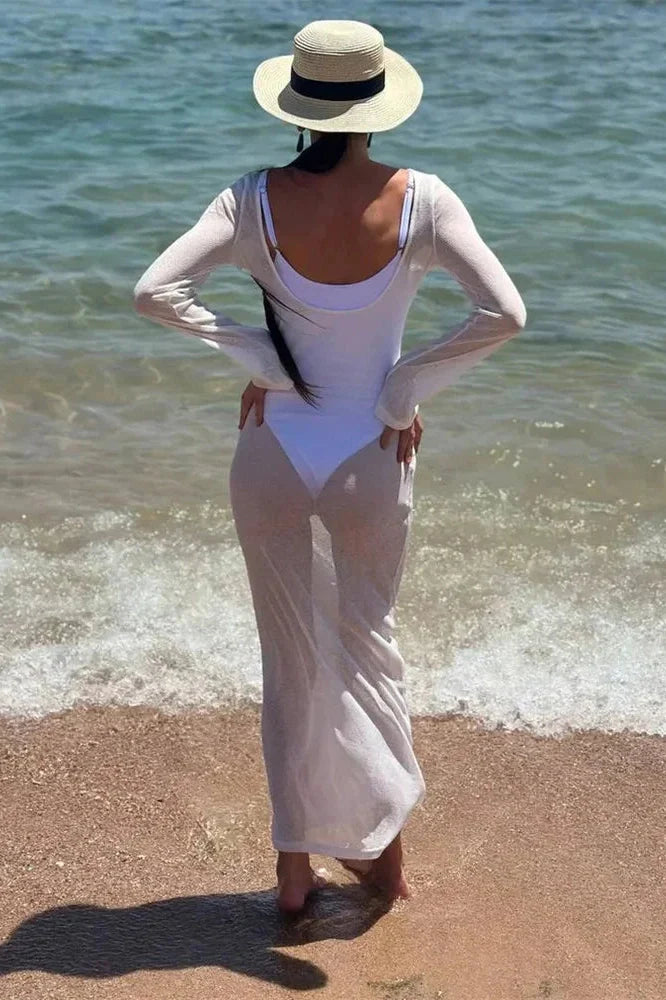 See-Through Loose Long Sleeve Maxi Dress