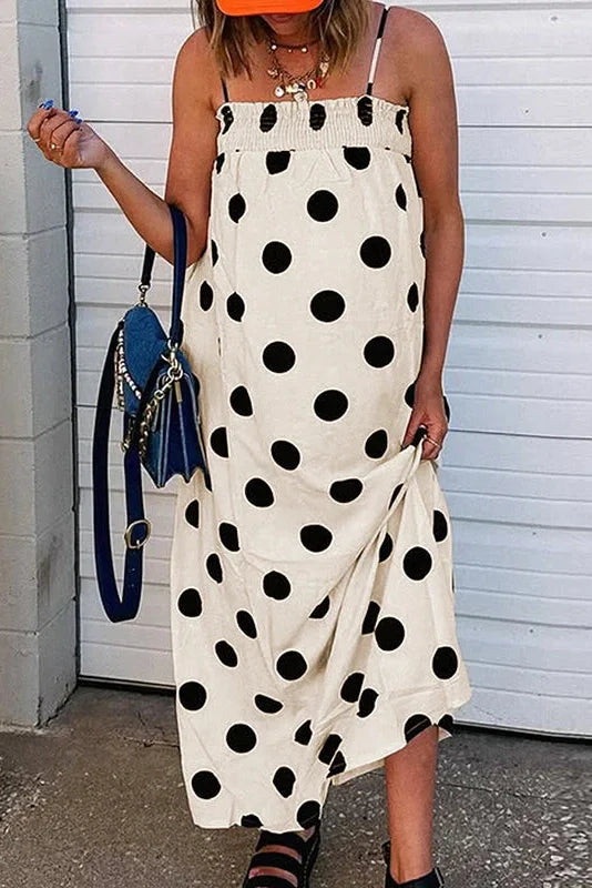 Backless Sleeveless Loose Pleated Printed Maxi Dress