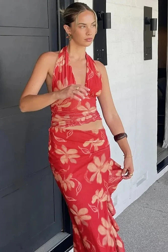 Deep V Neck Sleeveless Backless Bodycon Maxi Dress