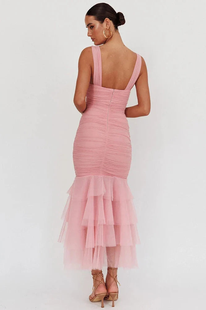 Backless Spaghetti Strap Sleeveless Bodycon Maxi Dress