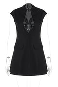 Sleeveless Deep V Neck A-line Mini Dress