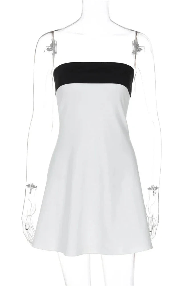 Slim Patchwork Backless Bodycon Mini Dress