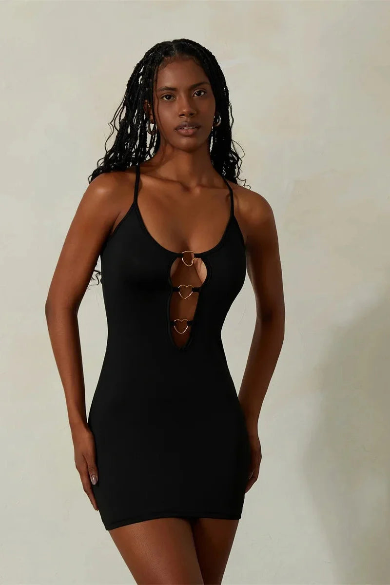 Spaghetti Strap Sleeveless Backless Bodycon Mini Dress