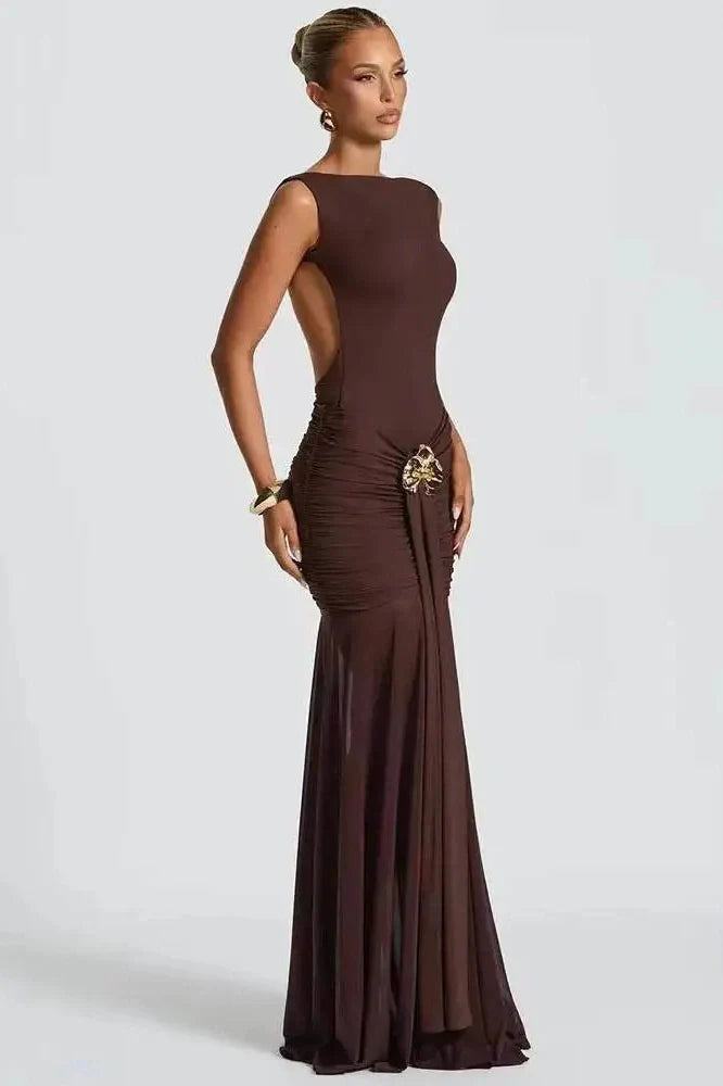 Elegant Backless Sleeveless Bodycon Maxi Dress