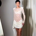 Lace See Through Ribbon Patchwork Mini Dress