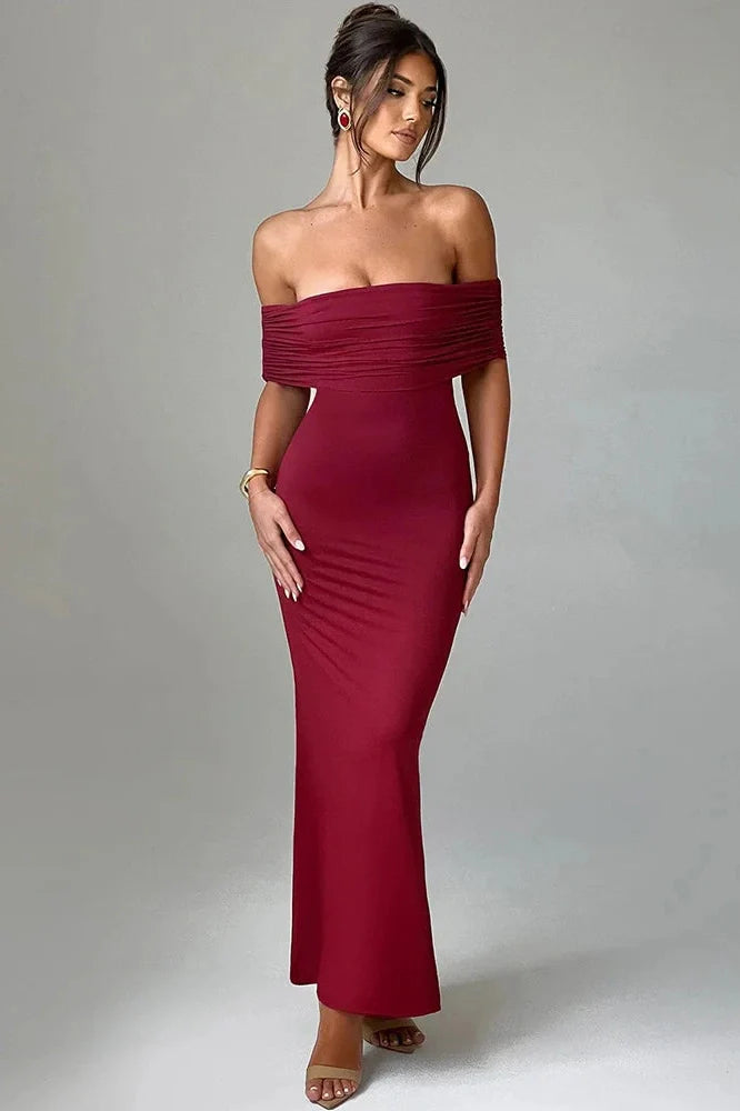 Strapless Off-shoulder Sleeveless Backless Maxi Dress
