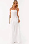 Spaghetti Strap Sleeveless Backless Pleated Maxi Dress