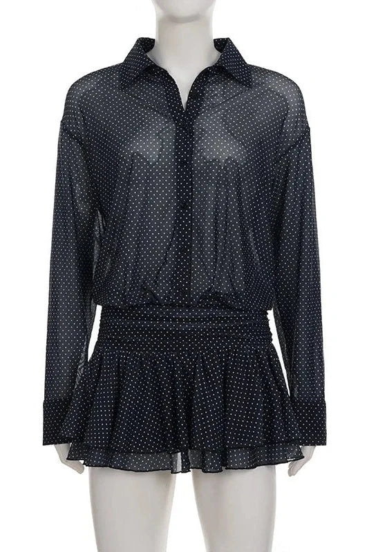 V-Neck Long Sleeve High Waist Slim Mini Dress