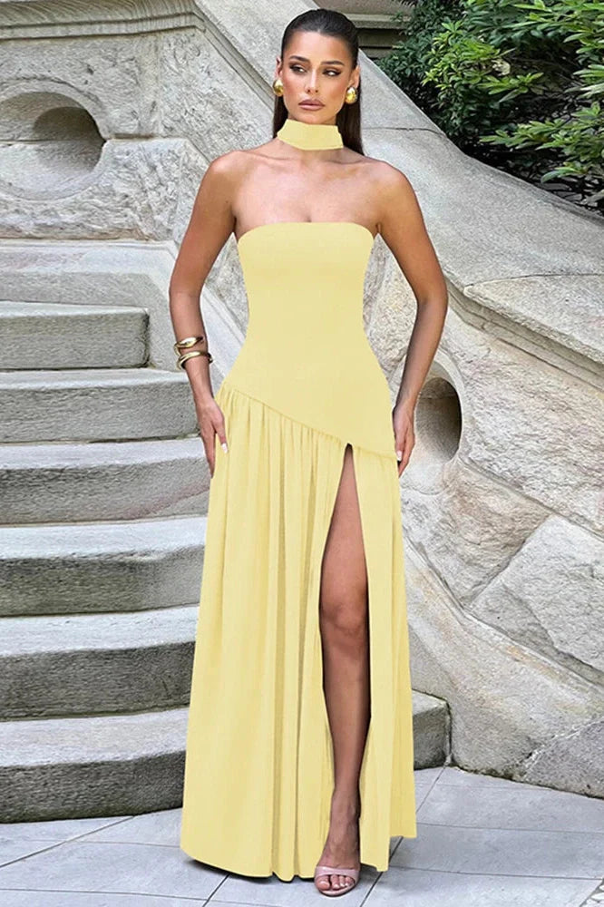 Elegant Backless Strapless Bodycon Maxi Dress