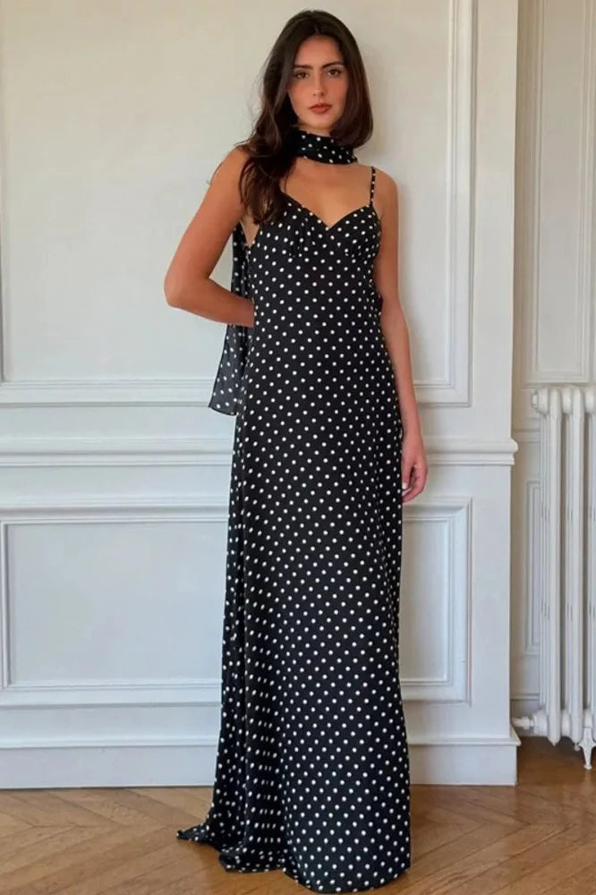 Spaghetti Strap Sleeveless Backless A-Line Maxi Dress