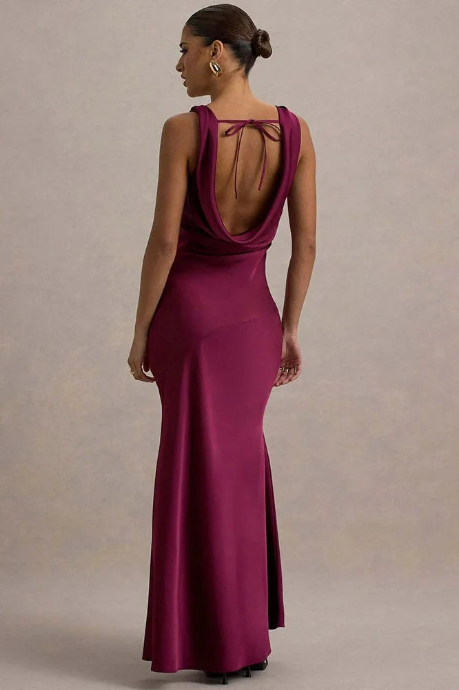 Backless Sleeveless Lace-up Bodycon Maxi Dress