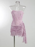 Lace See-Through Bodycon Irregular Mini Dress