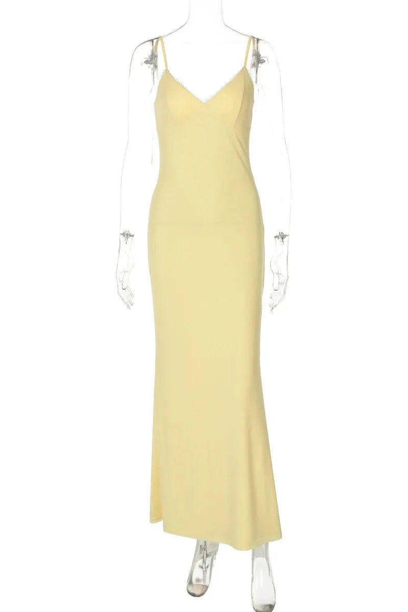 Spaghetti Strap Backless Sleeveless Bodycon Maxi Dress